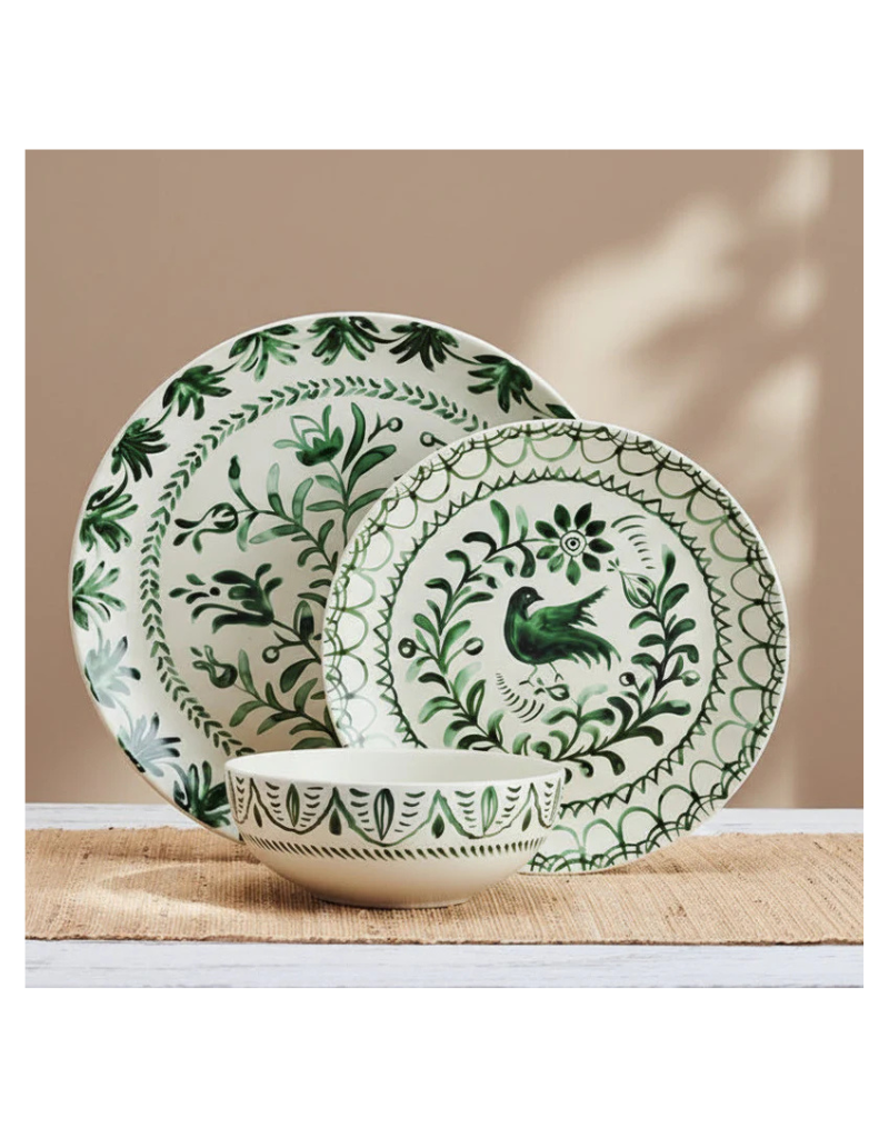 Sicily Green 12pc Stoneware Dinnerware Set