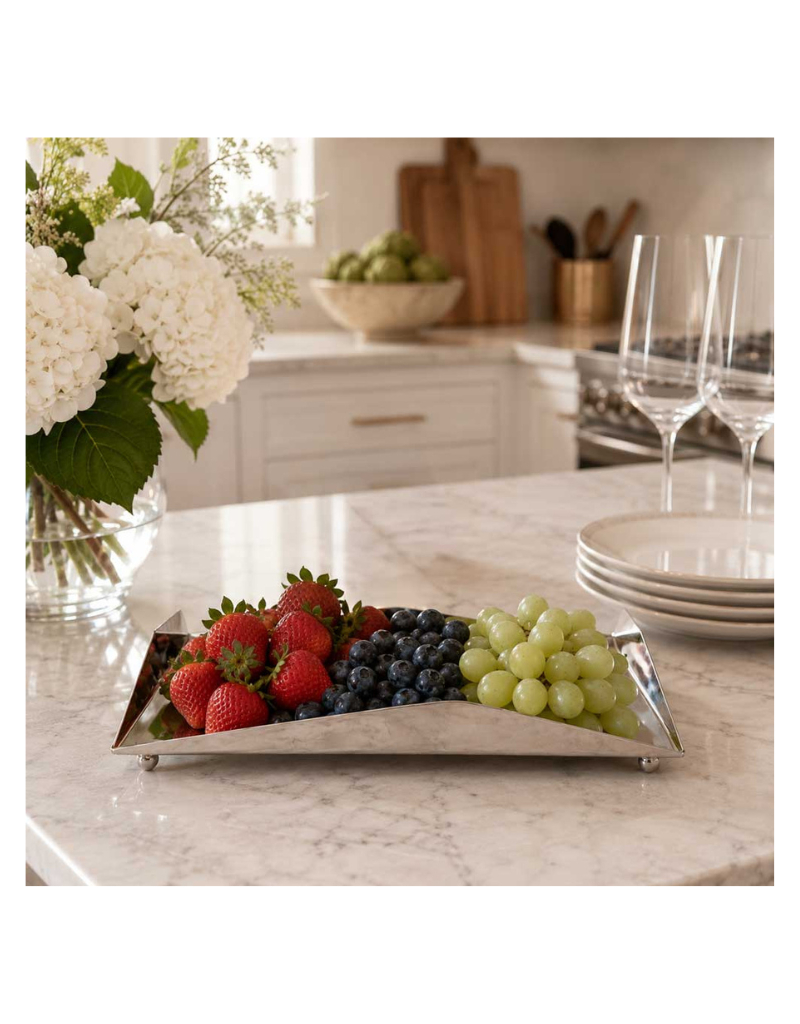 Sleek Geometric Stainless Steel Tray