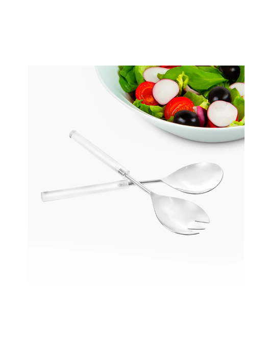 Set of 2 Salad Server Set with Acrylic Handle