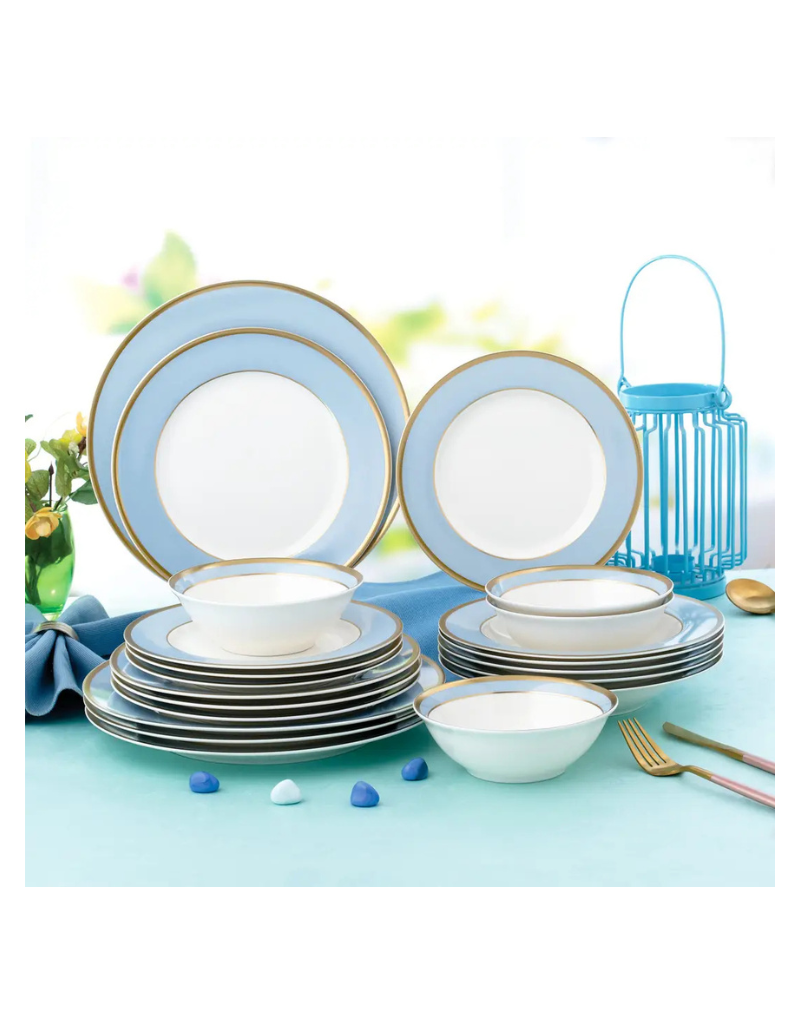 Gail Light Blue 20pc Bone China Dinnerware Set