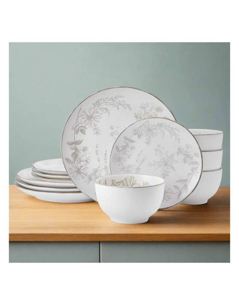 Enchanted Bloom 12pc Stoneware Dinnerware Set