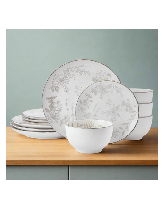 Enchanted Bloom 12pc Stoneware Dinnerware Set