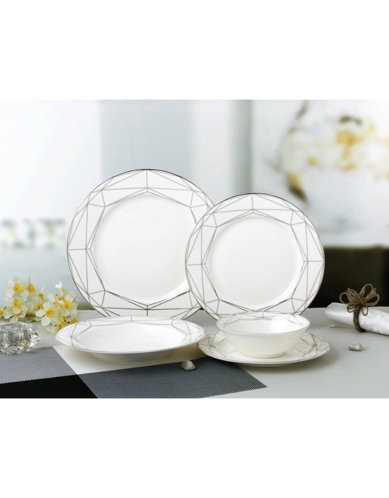 Kirsten Silver 20pc Bone China Dinnerware Set