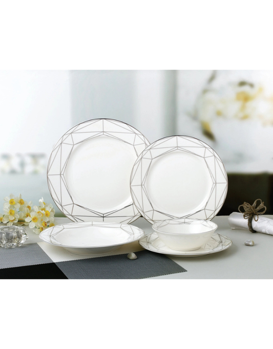 Kirsten Silver 20pc Bone China Dinnerware Set