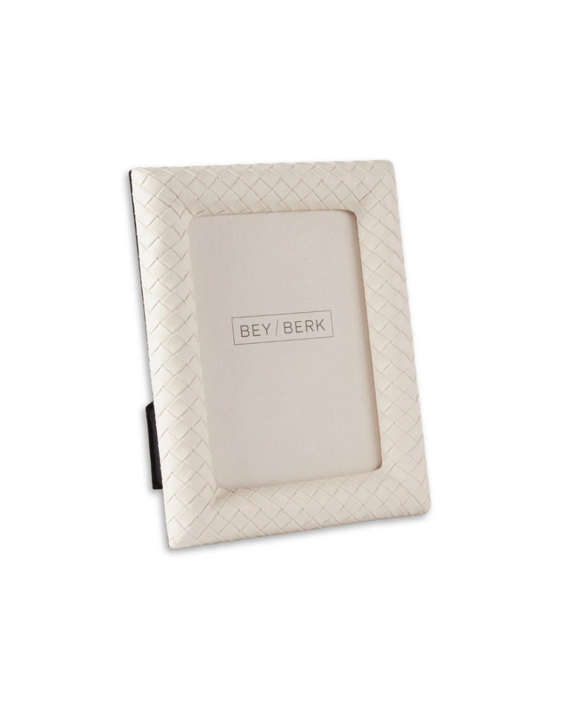 Beige Woven Leather Frame