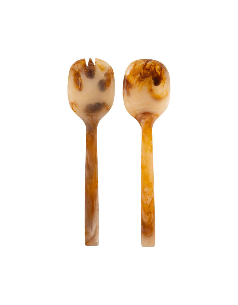Umber & Cream Resin Serving Set