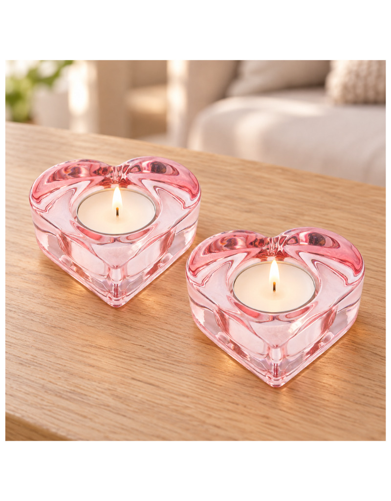 Glass Heart Tealight Holders