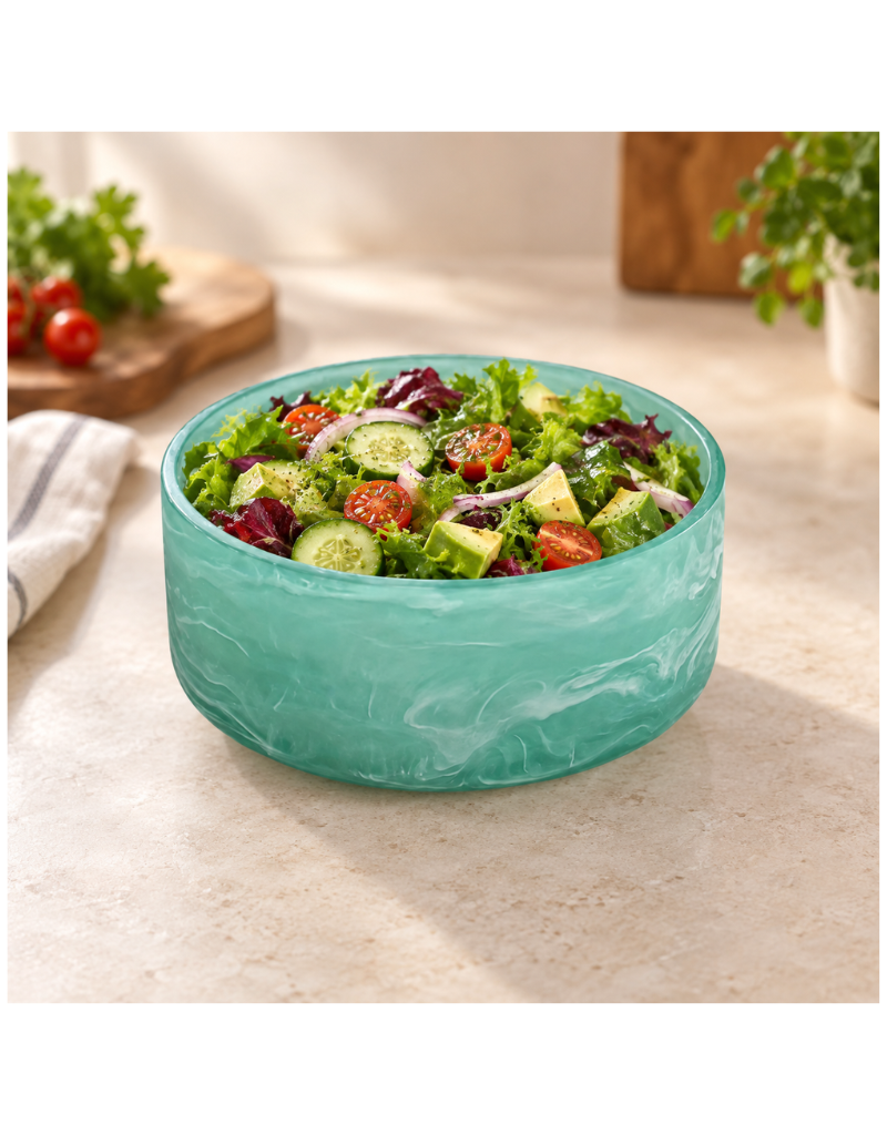 Resin Green Swirl Salad Bowl