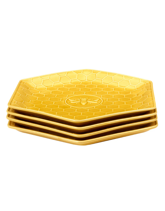 French Bees Embossed Honeycomb Plate