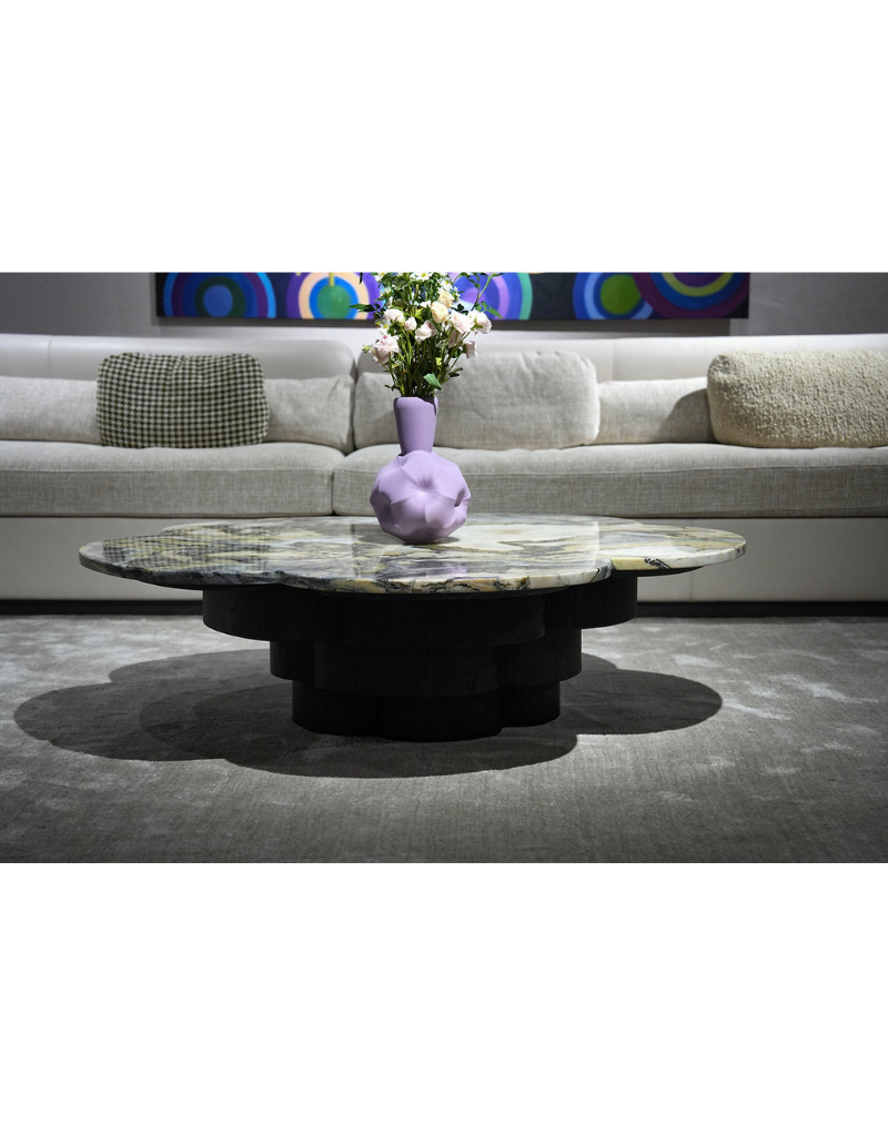 Van Gogh Marble Top Coffee Table with Black Oak Base