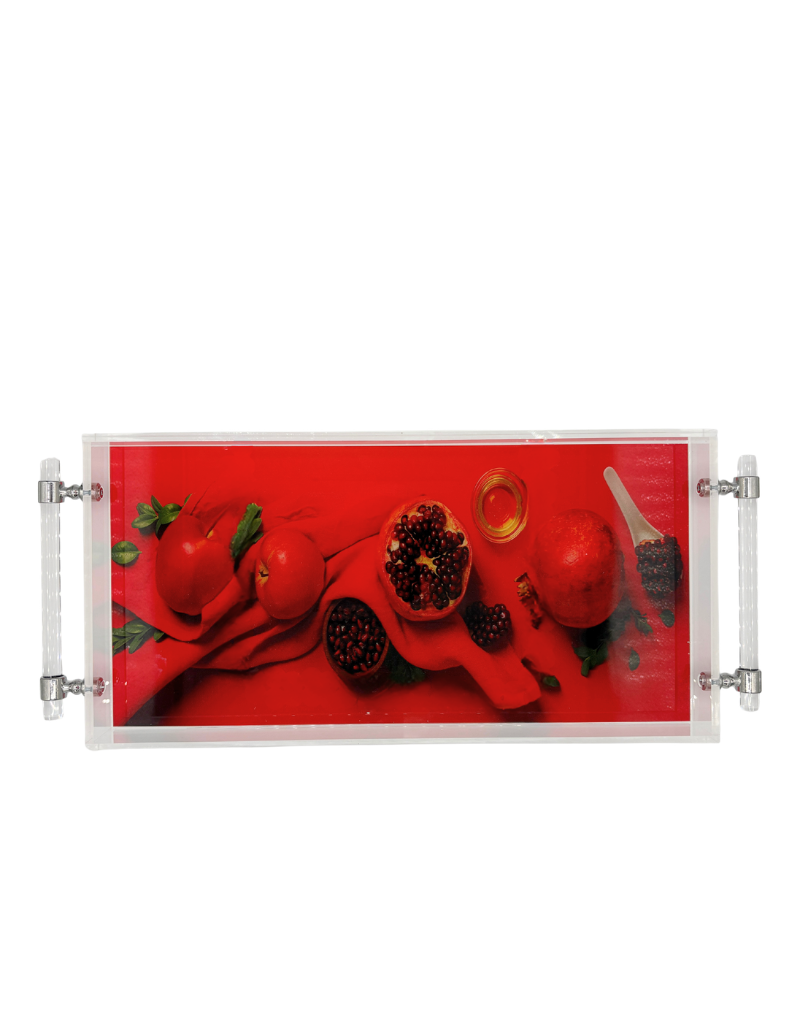 8x16 Acrylic Rosh Hashanah Trays with Handles