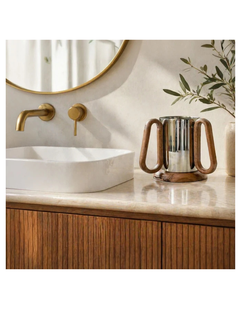 Wood & Stainless Steel Wash Cup