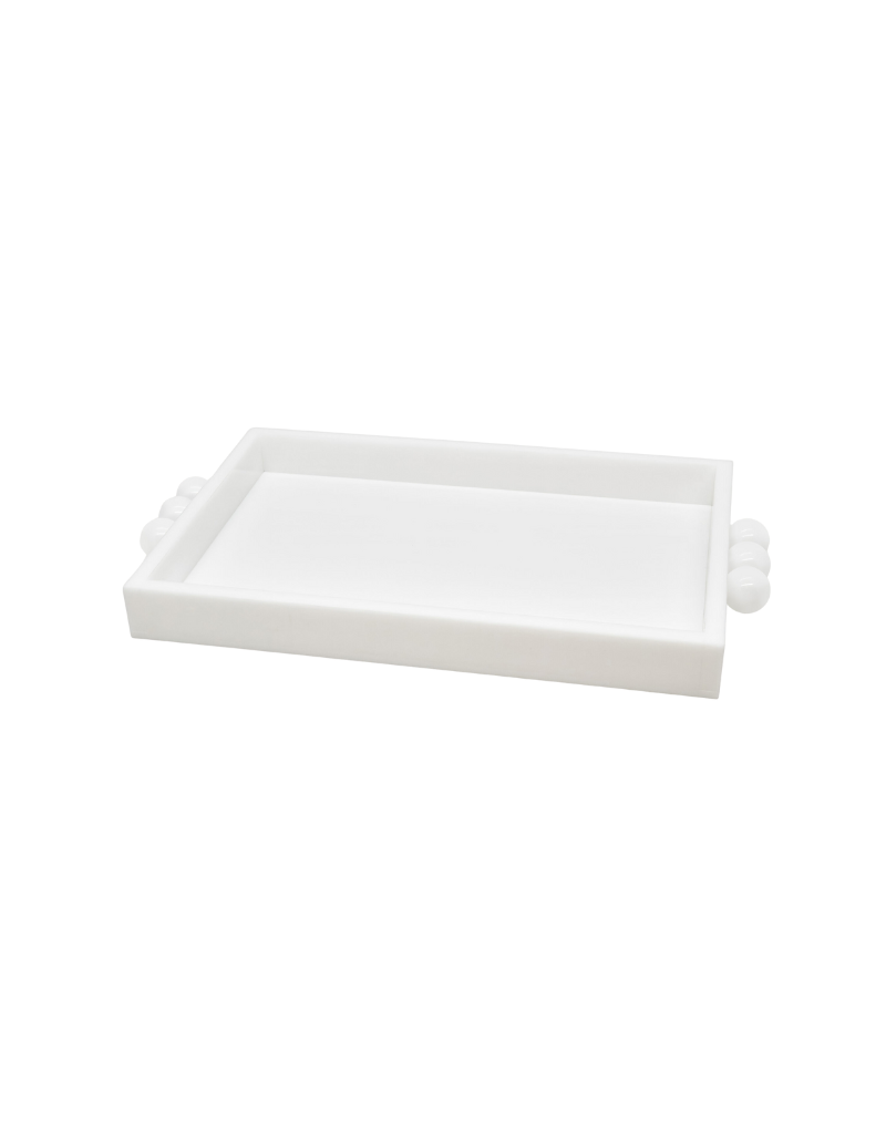White Acrylic Rectangular Tray with Bubble Handles