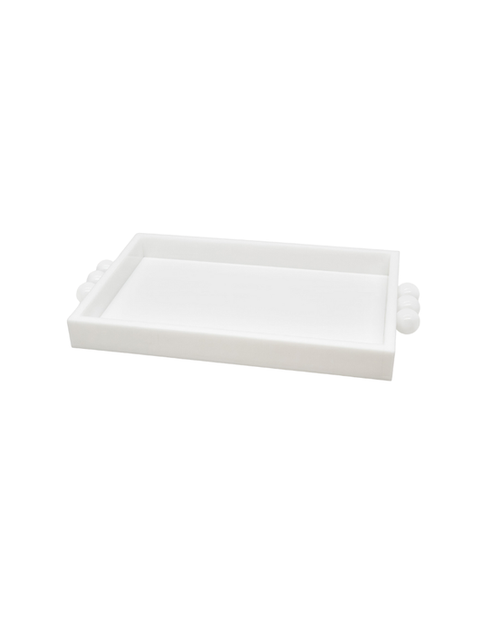 White Acrylic Rectangular Tray with Bubble Handles