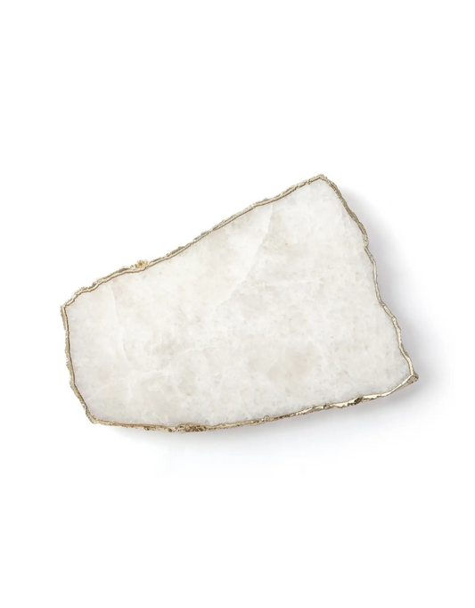 White Quartz Cheese Board with Gold Edges