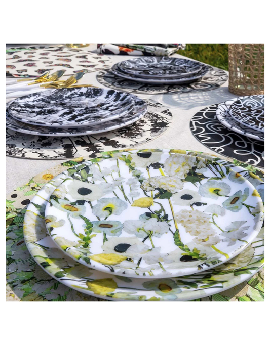 Elizabeth Sutton Collection: Cream Floral Garden 12pc Melamine Dinnerware Set