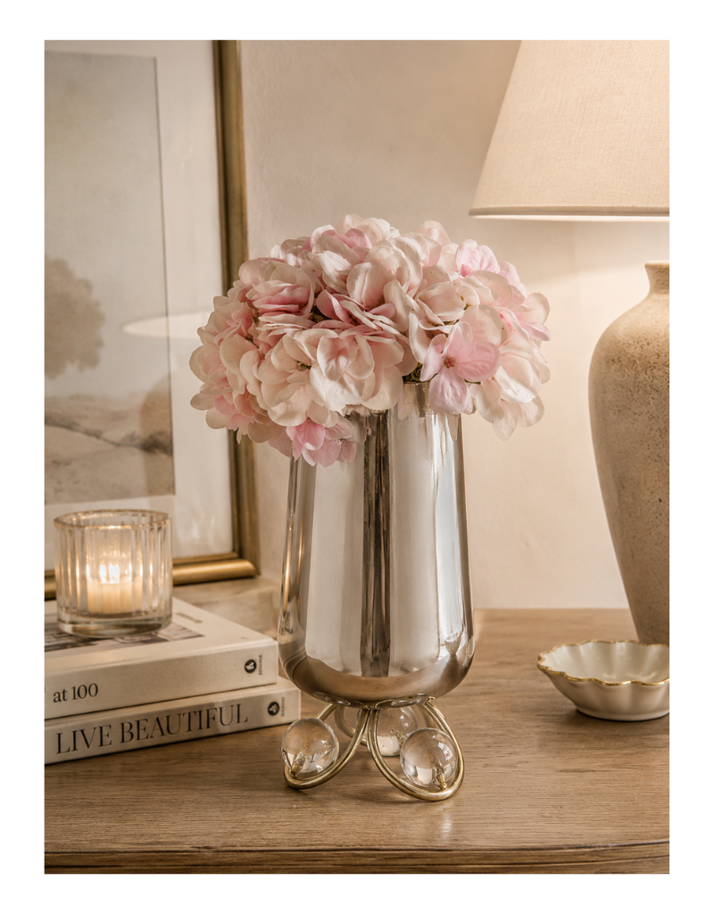 Silver Vase with Clear Ball Base