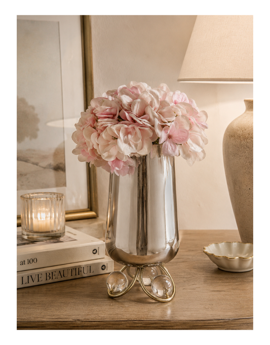 Silver Vase with Clear Ball Base