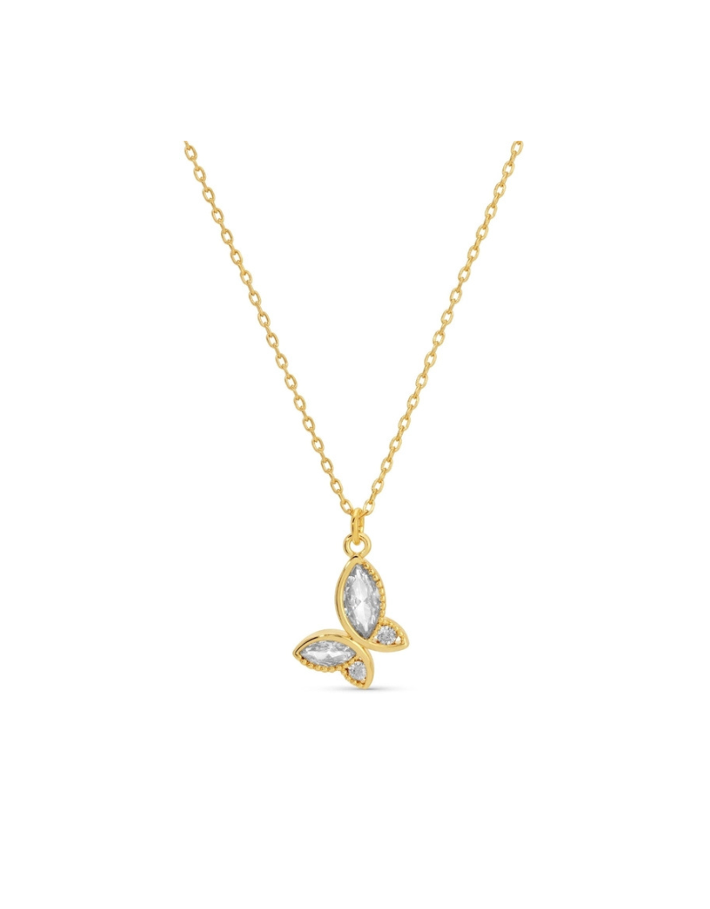Fly Away with Me Gold Butterfly Pendant Necklace