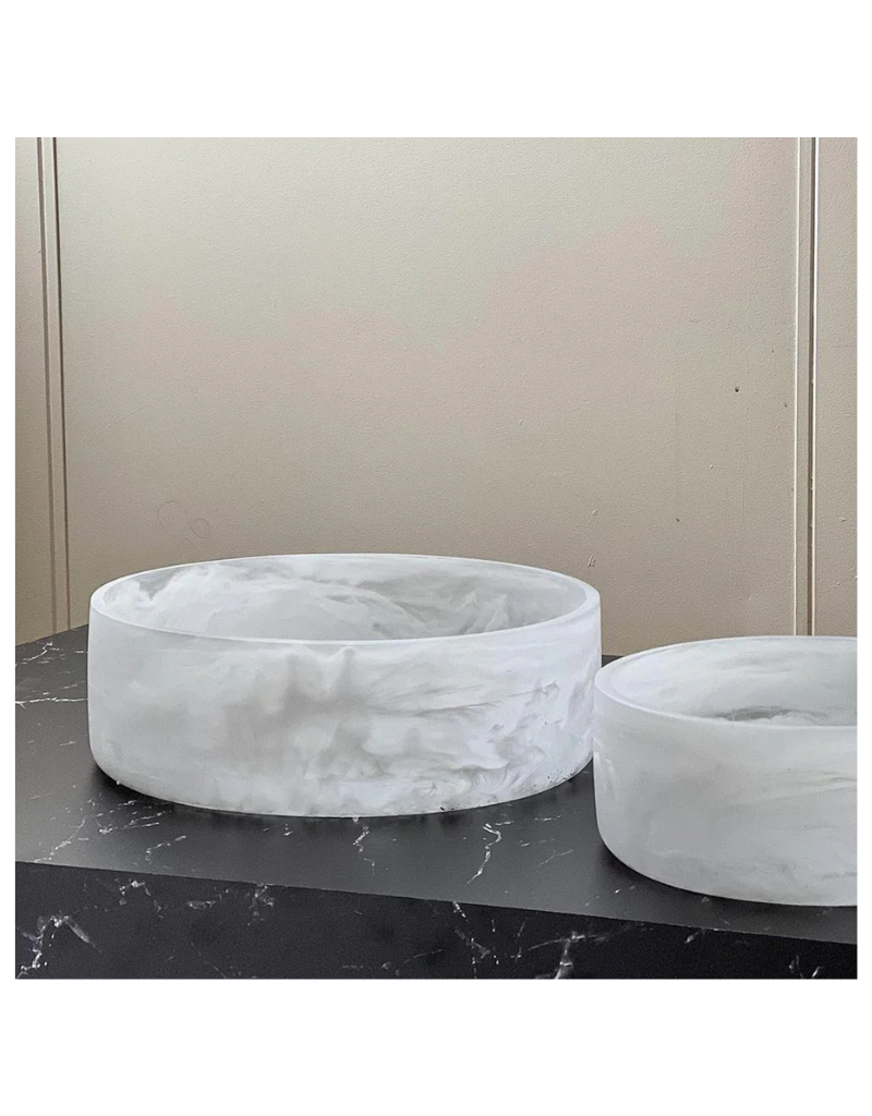 Resin White Swirl Salad Bowl