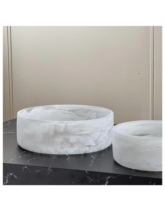 Resin White Swirl Salad Bowl