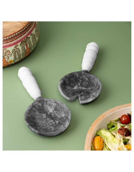 Gray and White Salad Serving Set