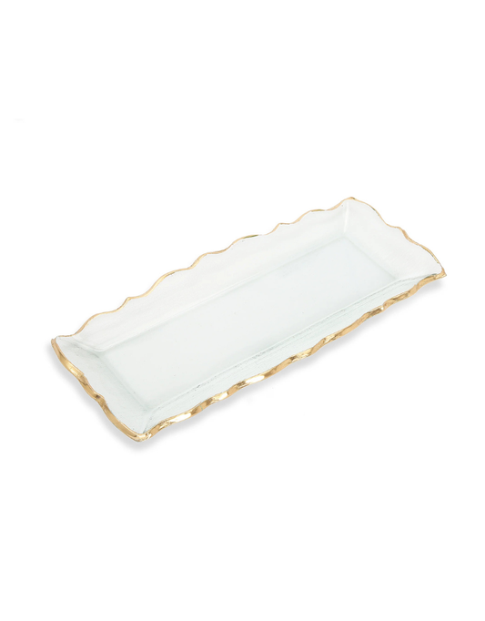 Glass Oblong Tray with Gold Edge