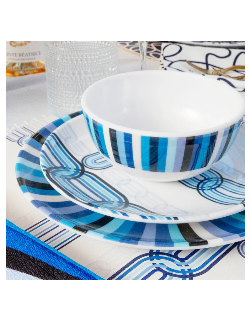 Elizabeth Sutton Collection: Blue Starburst 12pc Melamine Dinnerware Set