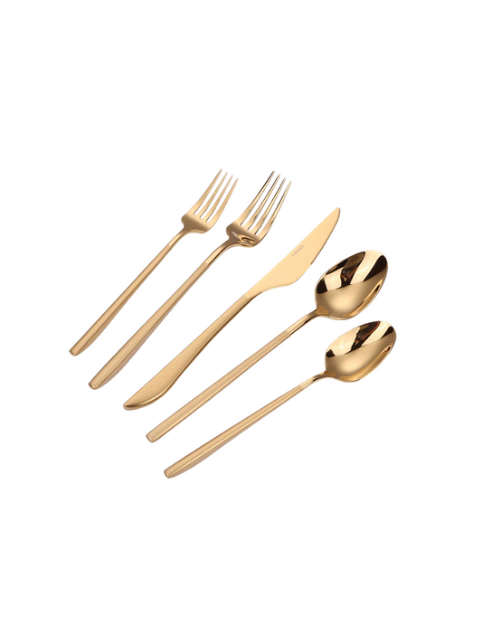 Crownex Matte Gold Handle 20 Piece Flatware Set