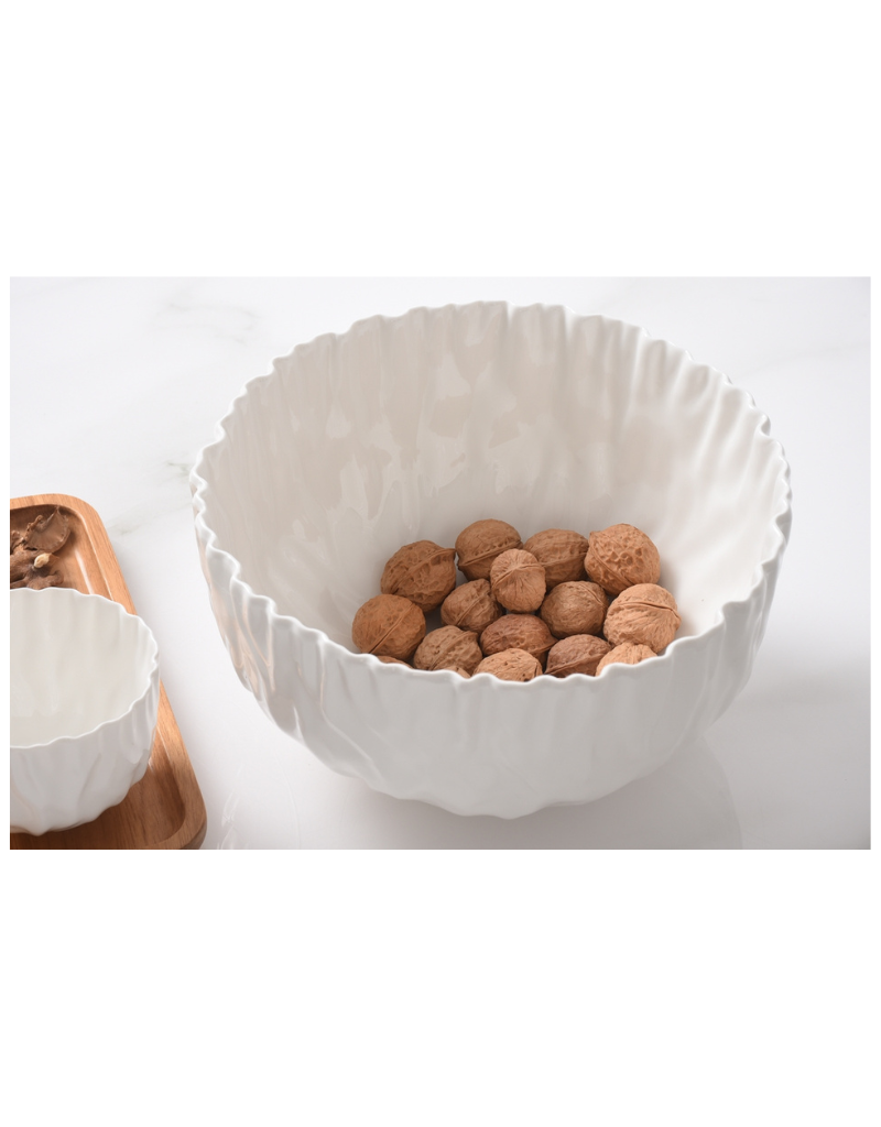 Pleated Large Porcelain Bowl