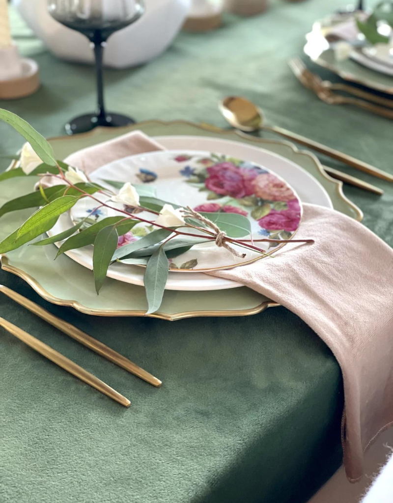 Velvet Olive Green Tablecloth