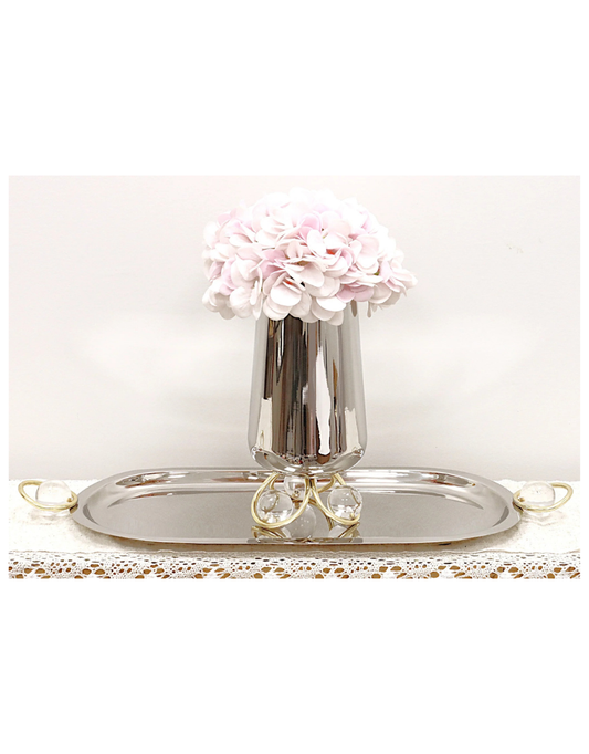 Oval Tray with Ball and Gold Ring Handles