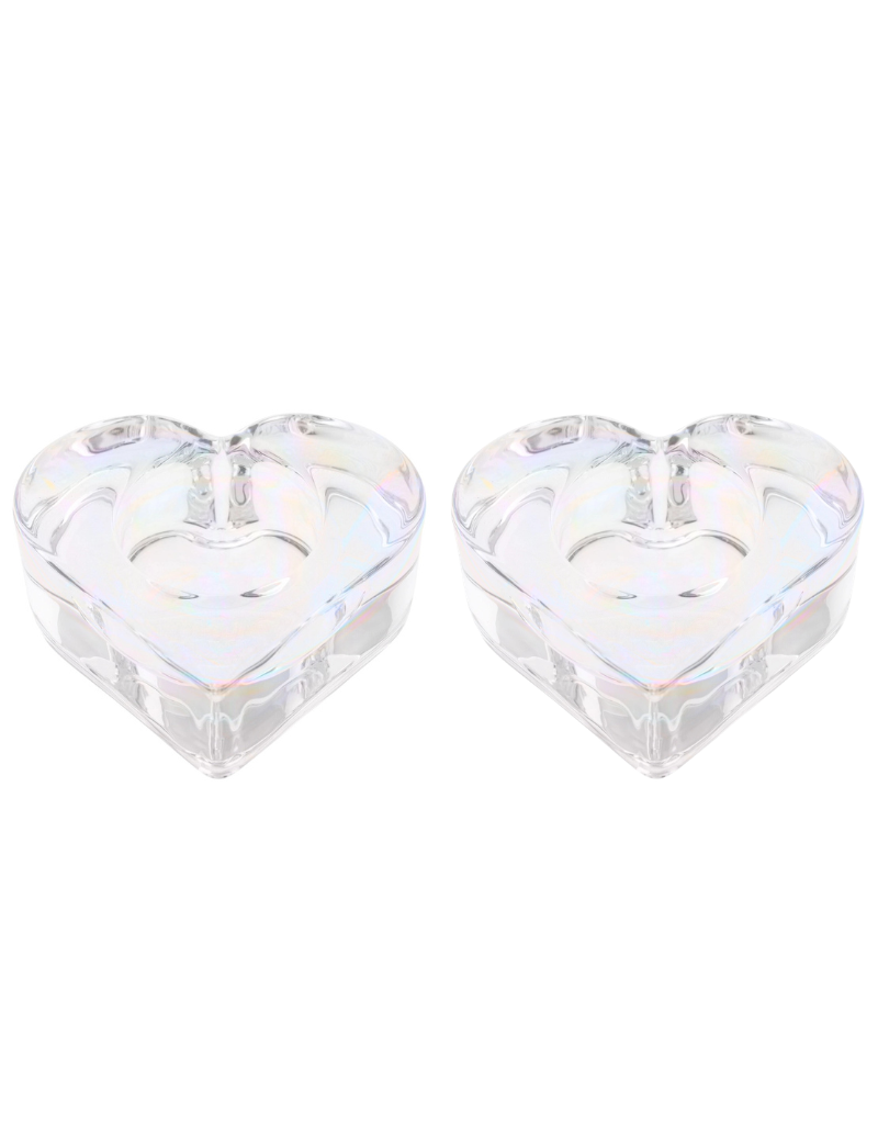 Glass Heart Tealight Holders