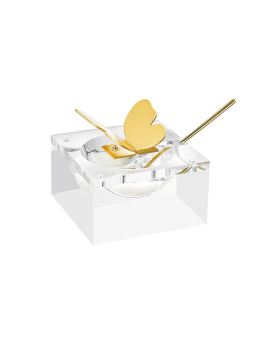Butterfly Honey Dish with Gold Spoon