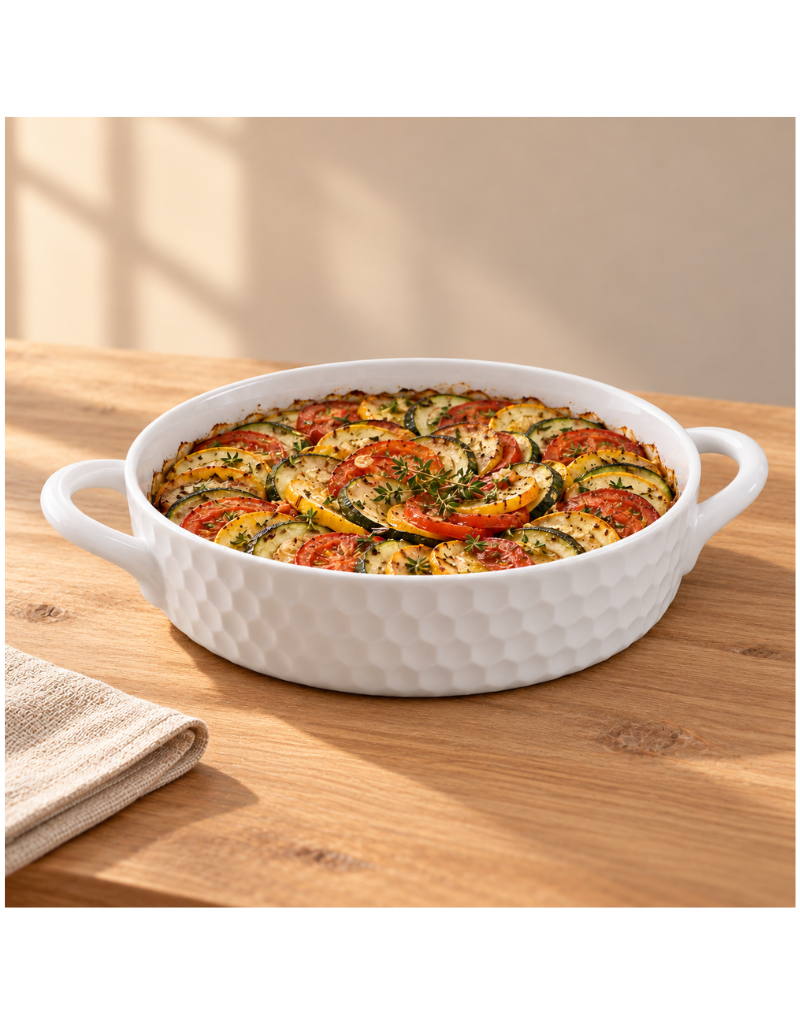 Honeycomb Shallow Round Baker with Handle