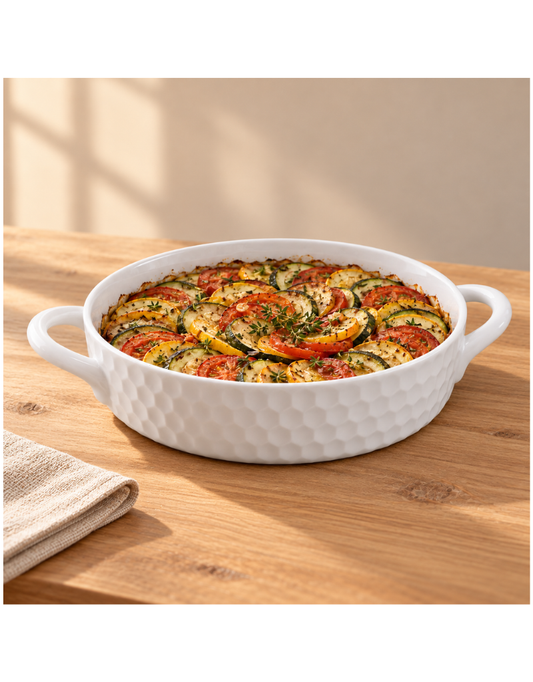 Honeycomb Shallow Round Baker with Handle