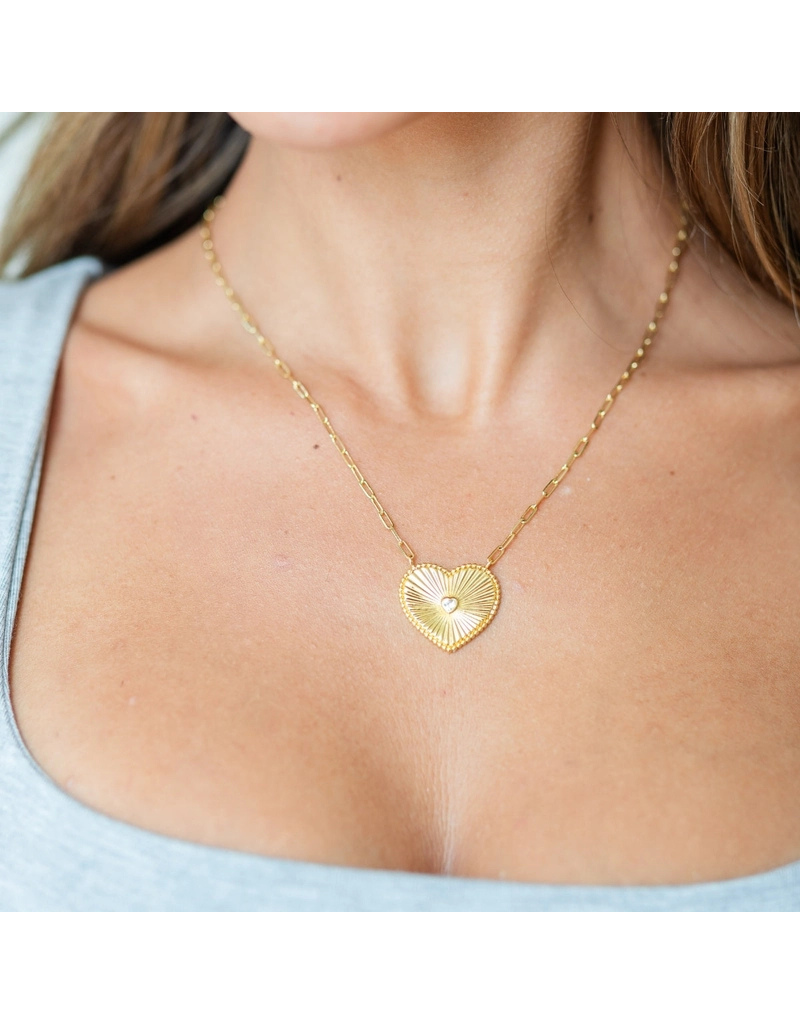 Large Gold Heart Burst Necklace