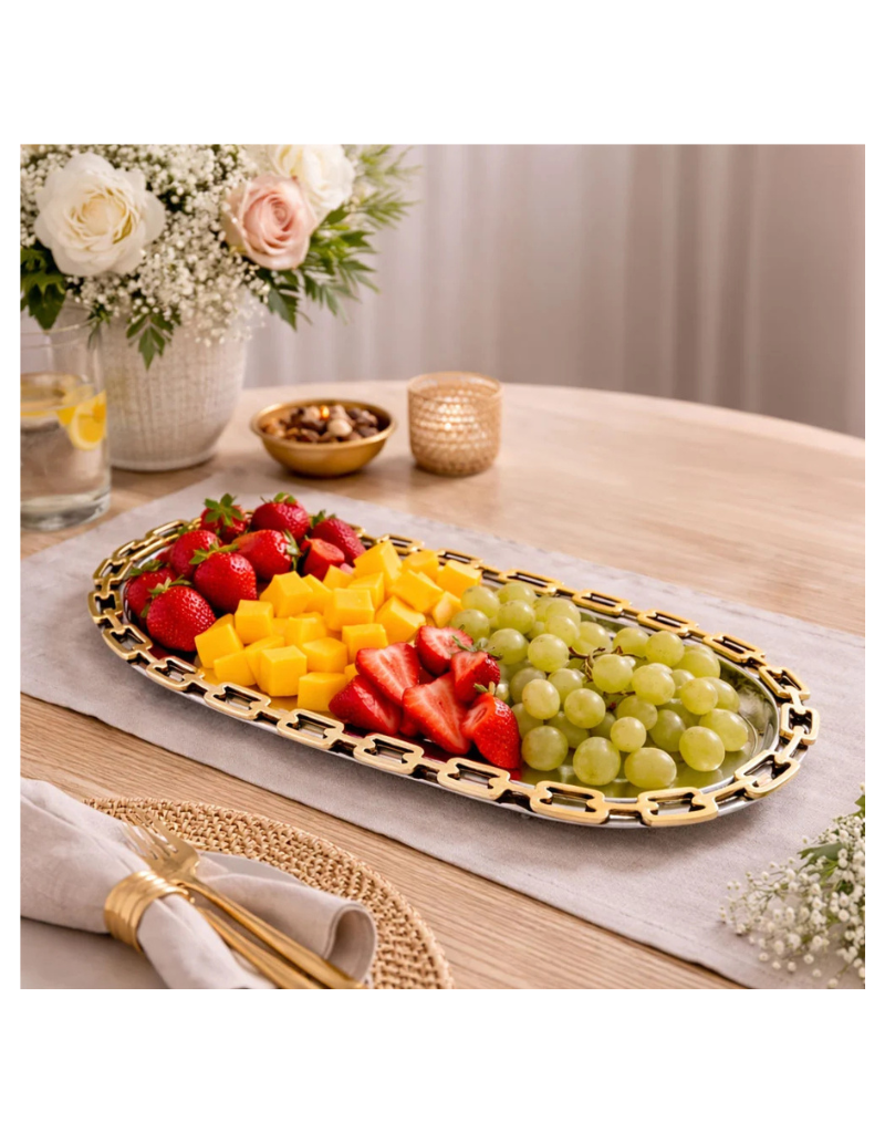 Luxe Linked Stainless Steel Oval Serving Platter