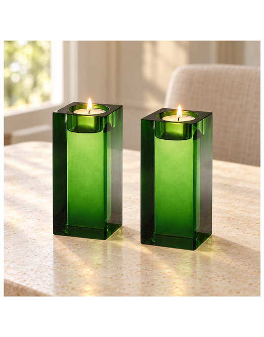 Radiant Refinement Crystal Green Candle Holder (options)