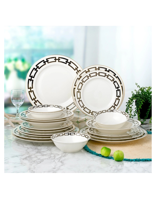 Abbey Black 20 Pc Bone China Dinnerware Set