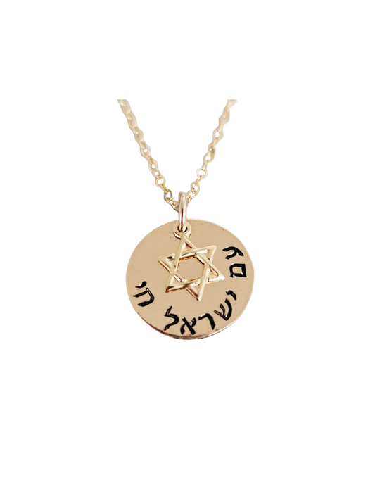Am Yisrael Chai Star of David Necklace 14"