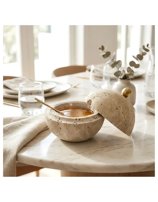 Travertine Honey Dish