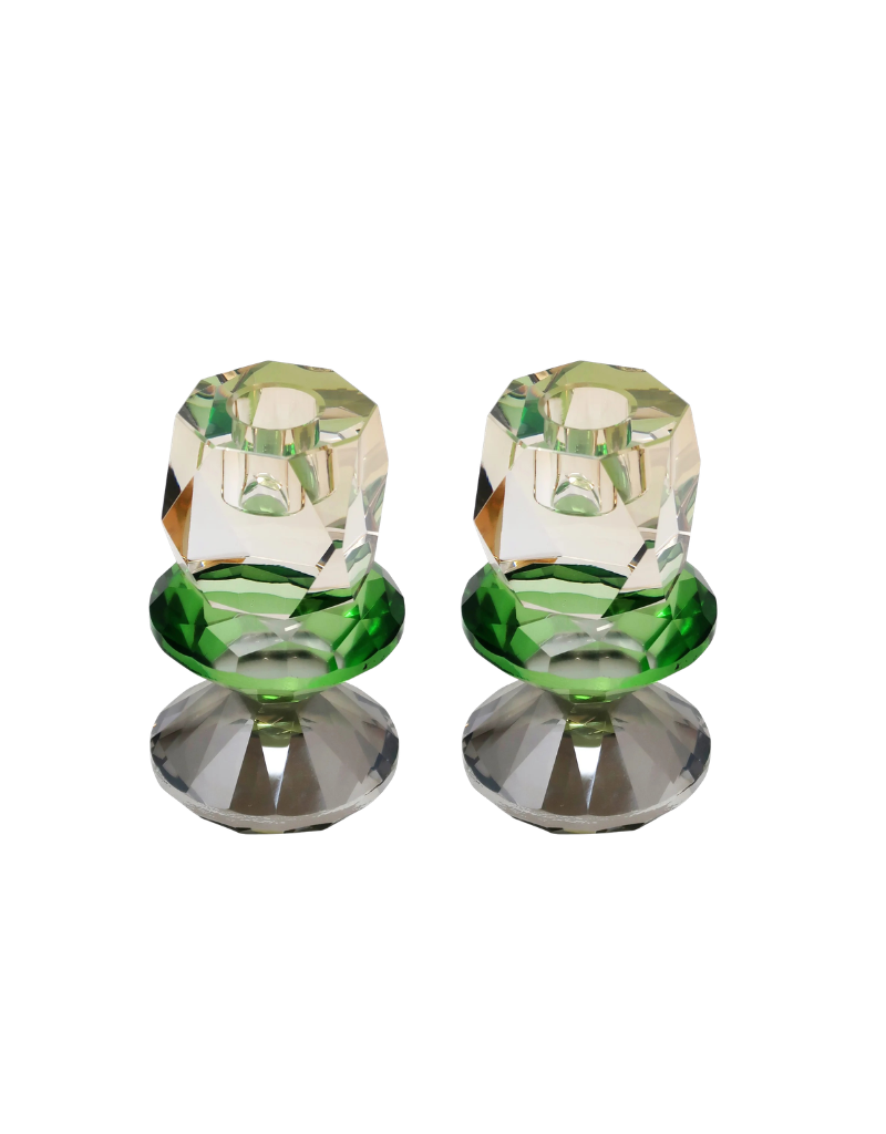 Set of 2 Tricolored Crystal Candlestick