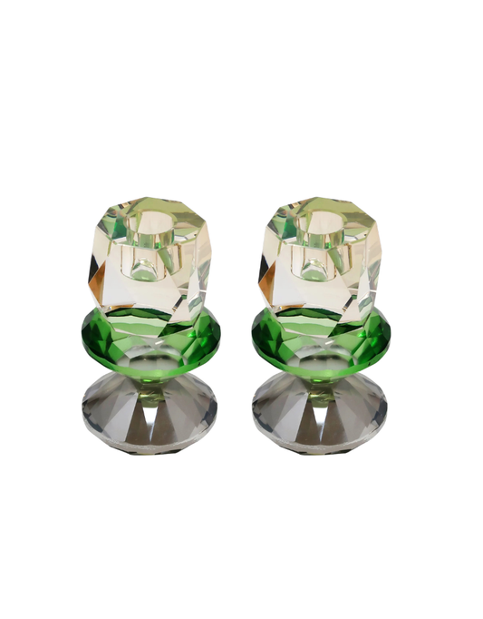 Set of 2 Tricolored Crystal Candlestick