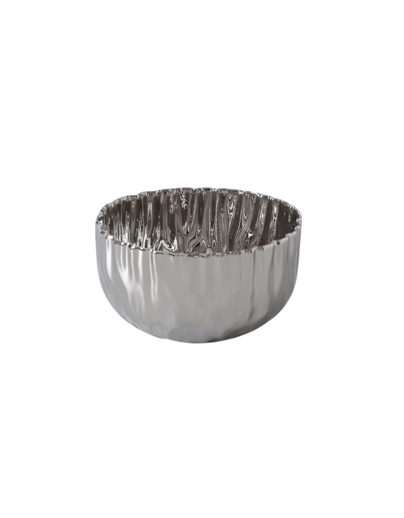 Pleated Medium Gold Porcelain Bowl