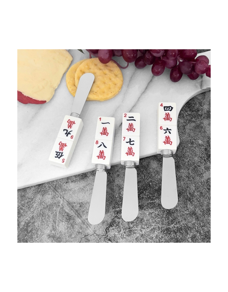 4-Piece Characters of Wisdom Mahjong Cheese Spreaders