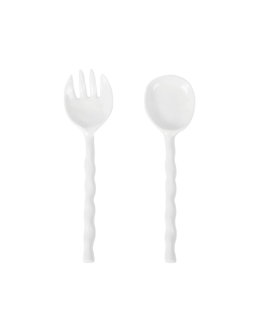 2-Piece White Melamine Salad Server