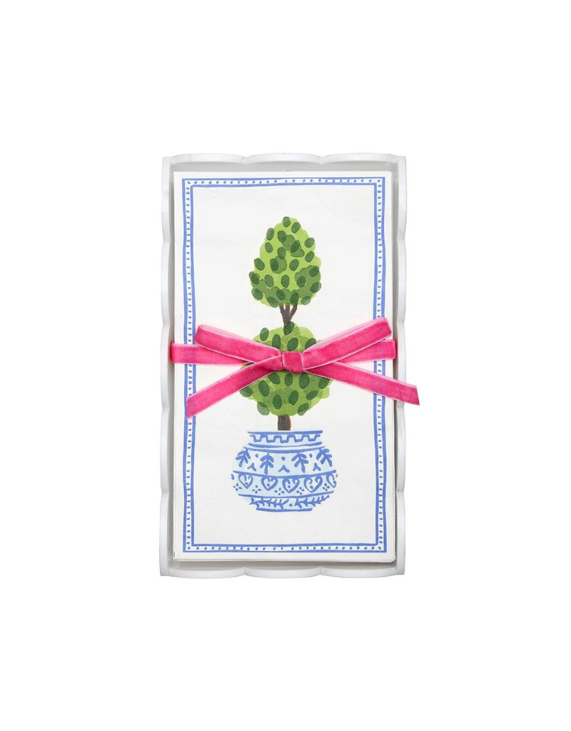 Acrylic Guest Napkin Tray with Topiary Napkins