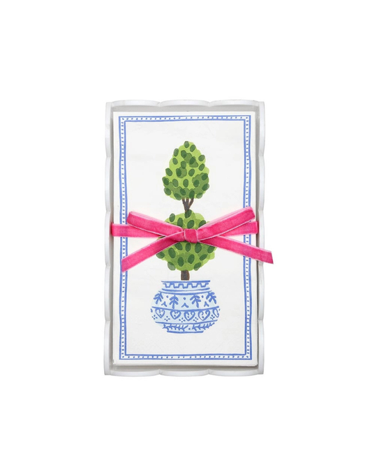 Acrylic Guest Napkin Tray with Topiary Napkins