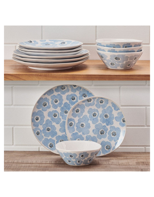 Radiant Floral 12pc Stoneware Dinnerware Set
